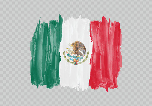 Watercolor painting flag of Mexico