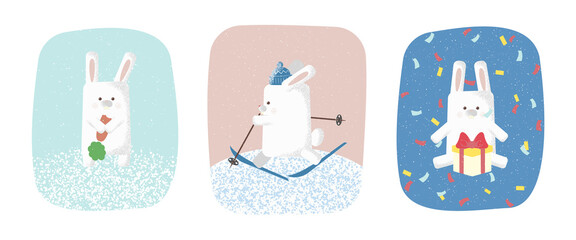 christmass banny. Funny animals on winter holidays