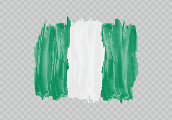 Watercolor painting flag of Nigeria