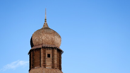 Spasskaya Tower in Tomsk. Wooden fortress. Voskresenskaya Mountain.