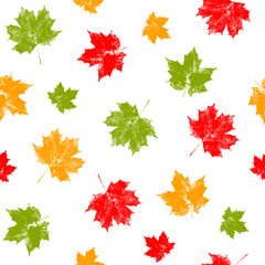 Autumn maple leaves, seamless pattern with colored tree foliage