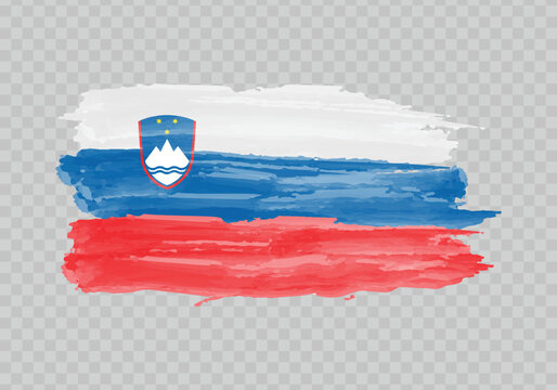Watercolor painting flag of Slovenia