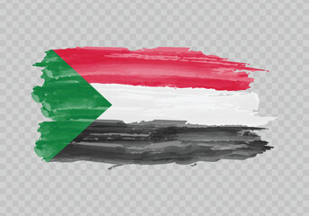 Watercolor painting flag of Sudan