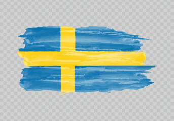 Watercolor painting flag of Sweden - obrazy, fototapety, plakaty