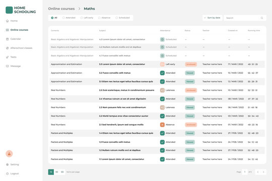 Home schooling Application UI Design Template
