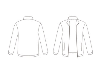 ジャンパー長袖（ポケットあり） テンプレート 表裏　白