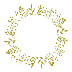 植物モチーフの丸いゴールドフレーム