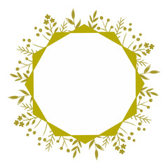植物モチーフの丸いゴールドフレーム