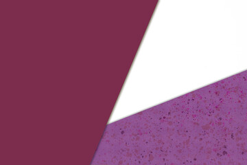 Plain vs textured dark deep shades of purple maroon red and white color papers intersecting to form a triangle shape for cover design vector