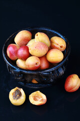 healthy food in the studio on a black background