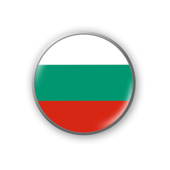 Bulgaria flag. Round badge in the colors of the Bulgaria flag. Isolated on white background. Design element. 3D illustration.
