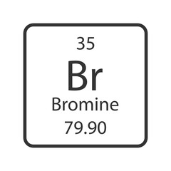 Bromine symbol. Chemical element of the periodic table. Vector illustration.