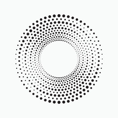 Halftone dotted background circularly distributed. Halftone effect vector pattern. Circle dots isolated on the white background. Halftone design element.