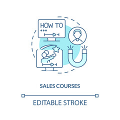Sales courses turquoise concept icon. Marketing and commerce. Online education idea abstract idea thin line illustration. Isolated outline drawing. Editable stroke. Arial, Myriad Pro-Bold fonts used