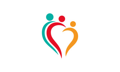 love logo in the family, charity icon, human logo with love