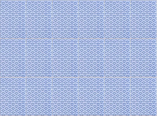 Blue ceramic tile mosaic Japanese wave pattern texture background