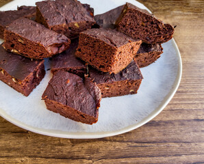 Healthy Sugar Free Chocolate Chick Peas Brownie with Dates . Homemade Gluten Free Vegan  Brownie 