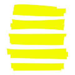 Highlight brush underline yellow pastel colored marker pen. Contour highlighter bright yellow color set. Vector stock - obrazy, fototapety, plakaty