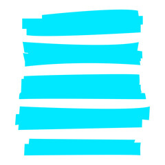 Highlight brush underline blue pastel colored marker pen. Contour highlighter bright blue color set. Vector stock