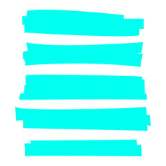 Highlight brush underline turquoise pastel colored marker pen. Contour highlighter bright turquoise color set. Vector stock