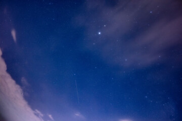 Milky Way stars and constellations on evening sky.