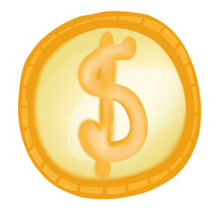 Gold coins watercolor