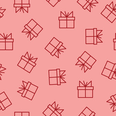 vector red gift box seamless pattern