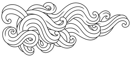 Background with wave line curls. Monochrome stripes black and white texture.