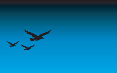 Flying birds silhouettes on white background. Vector illustration. isolated bird flying.