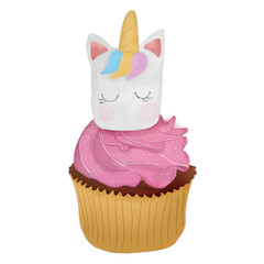 Unicorn cupcake watercolor
