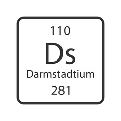 Darmstadtium symbol. Chemical element of the periodic table. Vector illustration.