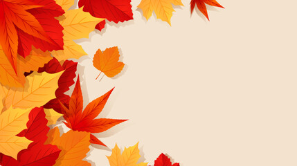 Autumn background with golden, red and orange autumn leaves isolated on background with place for text. Vector illustration