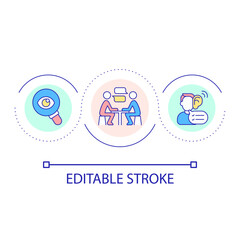 Fototapeta premium Employment interview loop concept icon. Recruiting in HR abstract idea thin line illustration. Hiring process. Candidate evaluation. Isolated outline drawing. Editable stroke. Arial font used