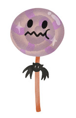 Halloween Candy cartoon funny face watercolor isolated png