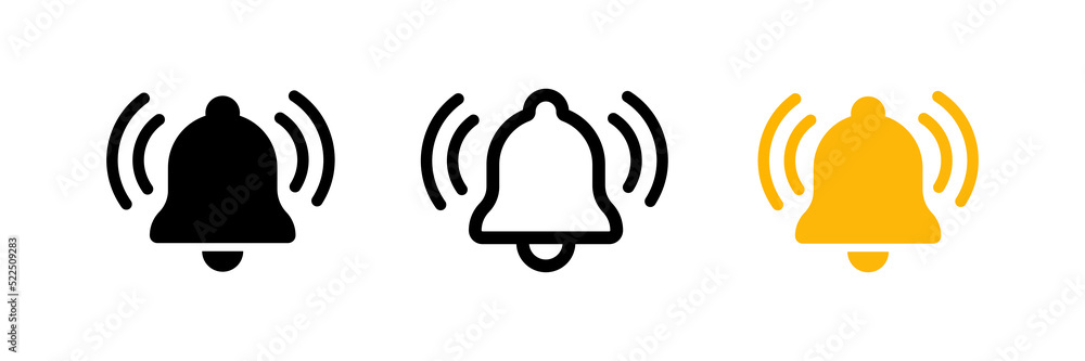 Poster notification bell icon set. incoming inbox message. new message notofication icons collection. alarm