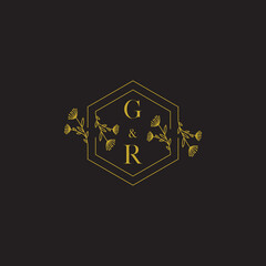 GR beauty hexagon wedding initial logo which is good for digital branding or print - obrazy, fototapety, plakaty