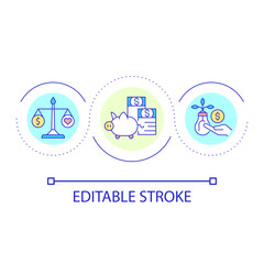 Achieving financial goal loop concept icon. Money investment abstract idea thin line illustration. Building wealth. Economic growth. Isolated outline drawing. Editable stroke. Arial font used