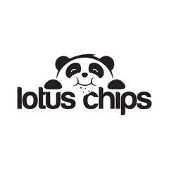 Panda mascot eat lotus chips logo design