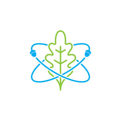 Oak Science, oak acorns and oak leaf on science sign logo design