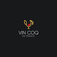Roaster, wine and France for restaurant or tap bar logo design