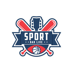 Sport Bar and live music emblem logo design