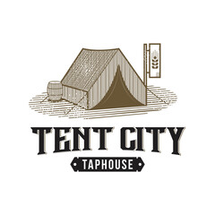 Tent city tap house logo design