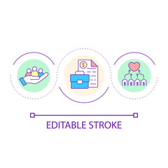 Fototapeta premium Public sector employment loop concept icon. Taxpayer-funded jobs abstract idea thin line illustration. Providing services to community. Isolated outline drawing. Editable stroke. Arial font used