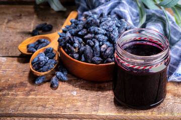 Homemade haskap berry jam