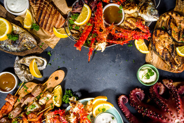 BBQ grilled fish and seafood