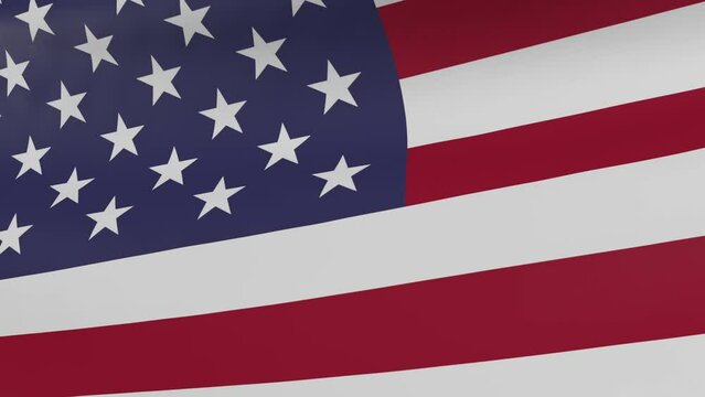 Waiving USA flag. Closeup, 3D Render.