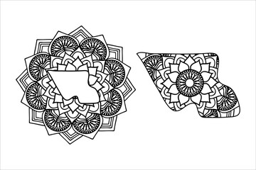 Mandala cut file creative silhouettes set on white background. Map of Tuvalu