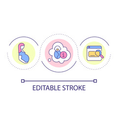 Fototapeta premium First time mother loop concept icon. Preparing body for labor abstract idea thin line illustration. Taking care of newborn tips. Isolated outline drawing. Editable stroke. Arial font used