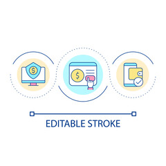 Secure digital payment loop concept icon. Online payment abstract idea thin line illustration. Electronic wallet. Financial service. Isolated outline drawing. Editable stroke. Arial font used