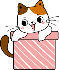 cute kitten cat Christmas doodle outline drawing 